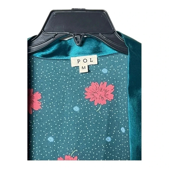 0003. POL OPEN FRONT KIMONO TEAL/RED/BLUE/WHITE‎ FLORAL PATTERN WITH POLKA DOTS - Picture 8 of 12